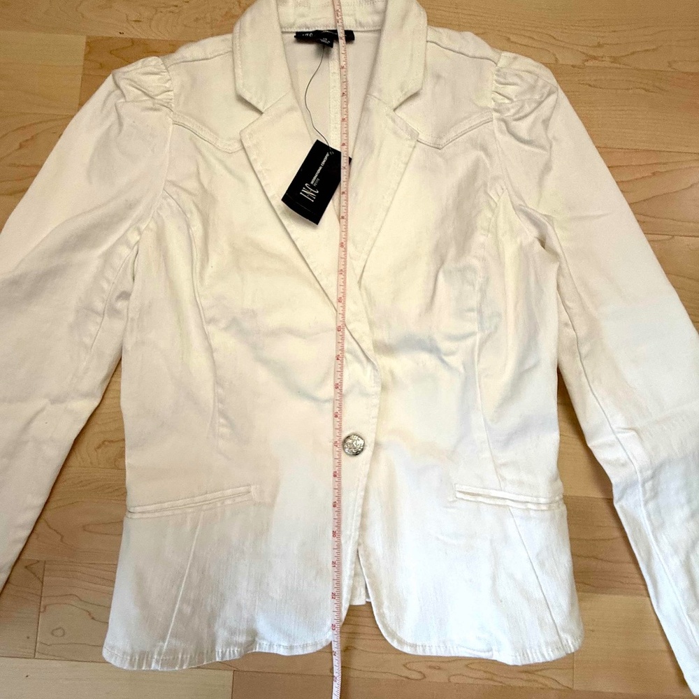 NWT I.N.C Women's Puff-Sleeve Tailored Denim Blazer - Picture 9 of 12